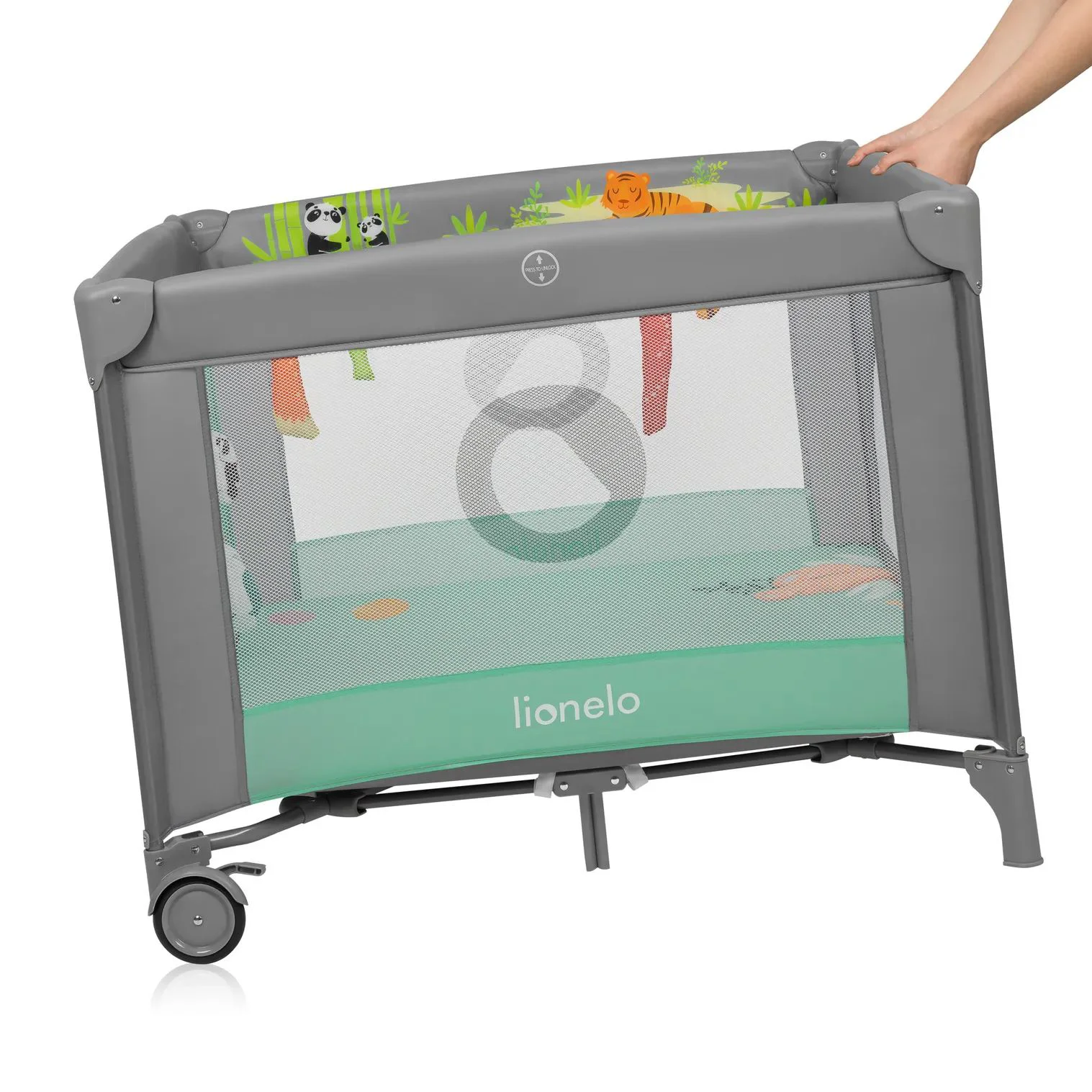 Tarc de joaca pliabil Lionelo Mille Plus Grey Green foto