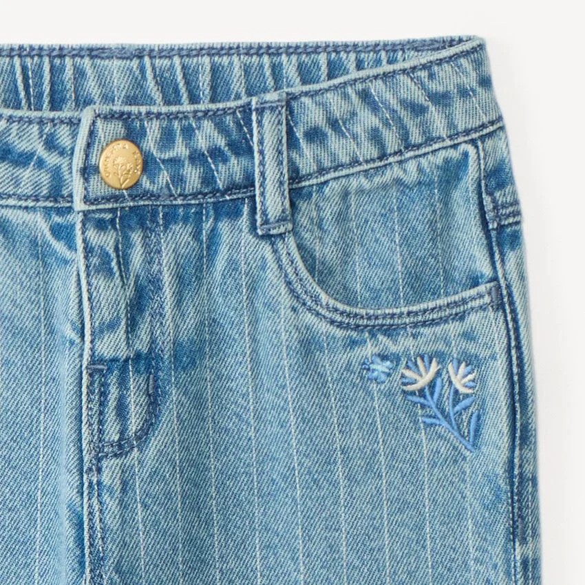 Orchestra Blugi drepti din denim cu broderie florala foto