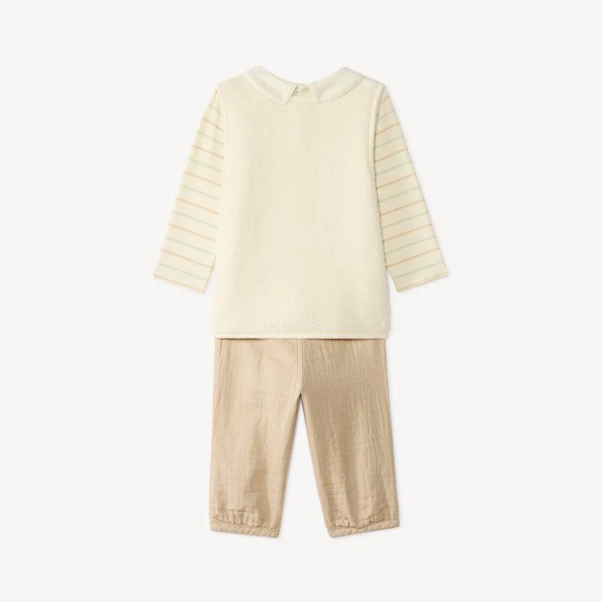 Orchestra Set 3 piese Baby Boy's First Days - vesta fara maneci din sherpa, bluza si pantaloni foto