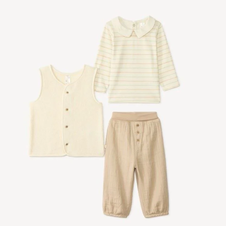 Orchestra Set 3 piese Baby Boy's First Days - vesta fara maneci din sherpa, bluza si pantaloni foto