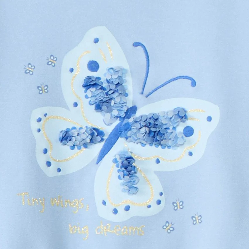 Orchestra Set 2 piese Blue Butterfly - hanorac subtire cu paiete si colanti reiati foto