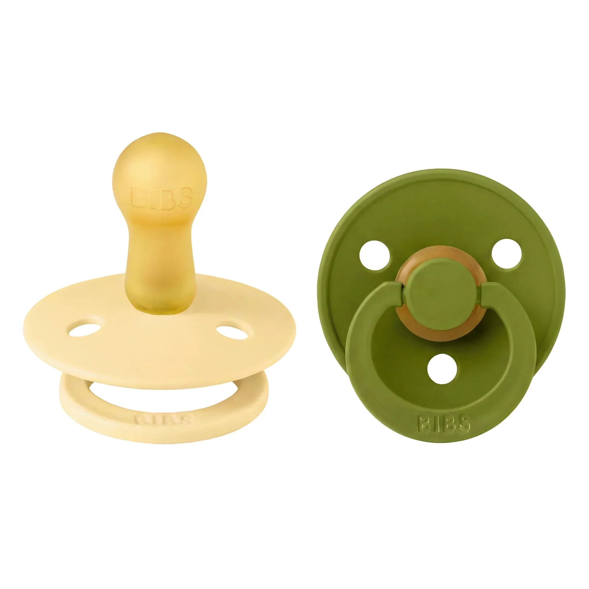 Set 2 suzete rotunde din latex BIBS Colour Pale Butter/Wasabi (0-6 luni) foto