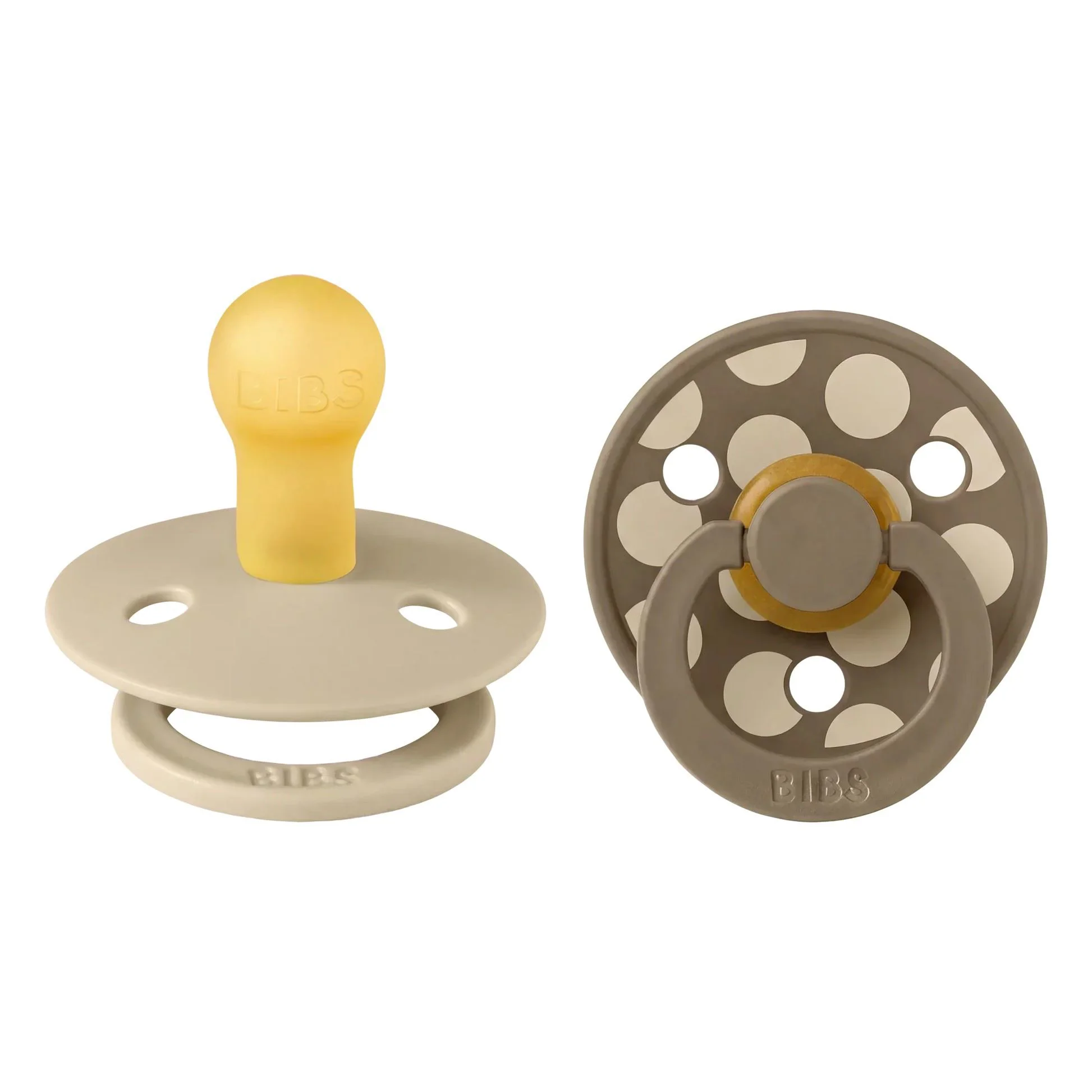 Set 2 suzete rotunde din latex BIBS Colour Polka dot Vanilla/Dark Oak (6-18 luni) foto