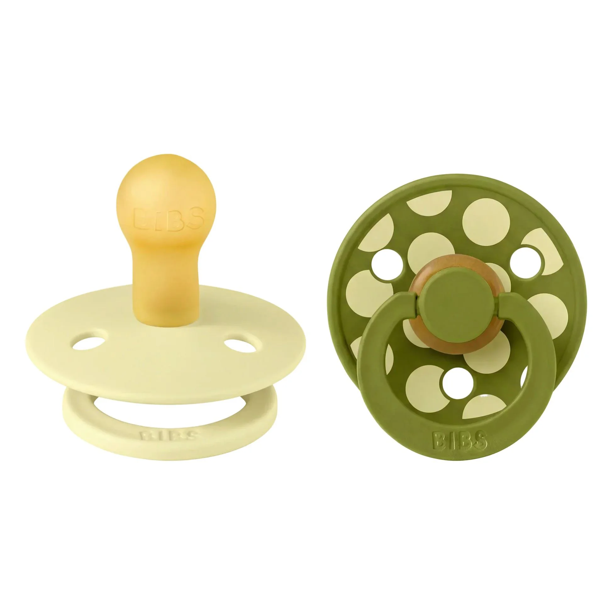 Set 2 suzete rotunde din latex BIBS Colour Polka dot Luna/Wasabi (0-6 luni) foto