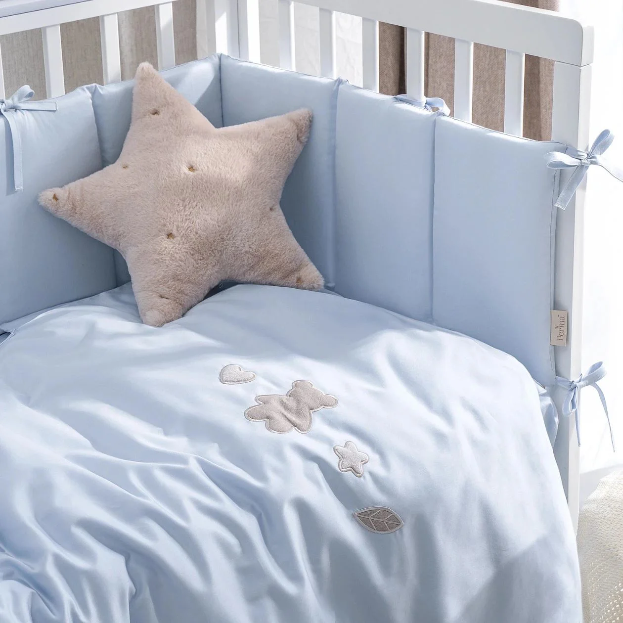 Lenjerie de pat pentru copii Perina Teddy Sateen Collection, Blue foto