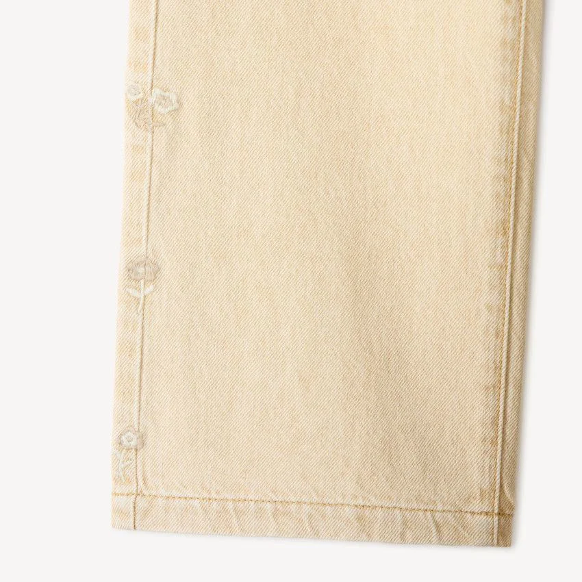 Orchestra Blugi drepti cu broderii florale Beige foto