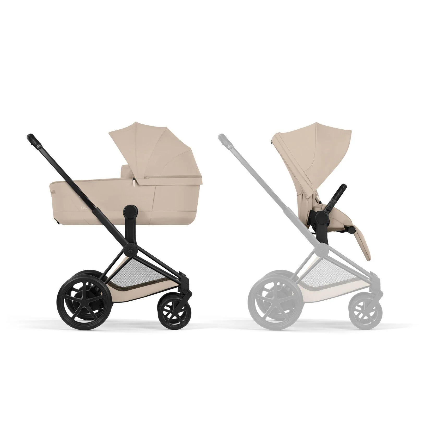 Коляска 2 в 1 Cybex e-Priam Matt Black Cozy Beige 2026 foto