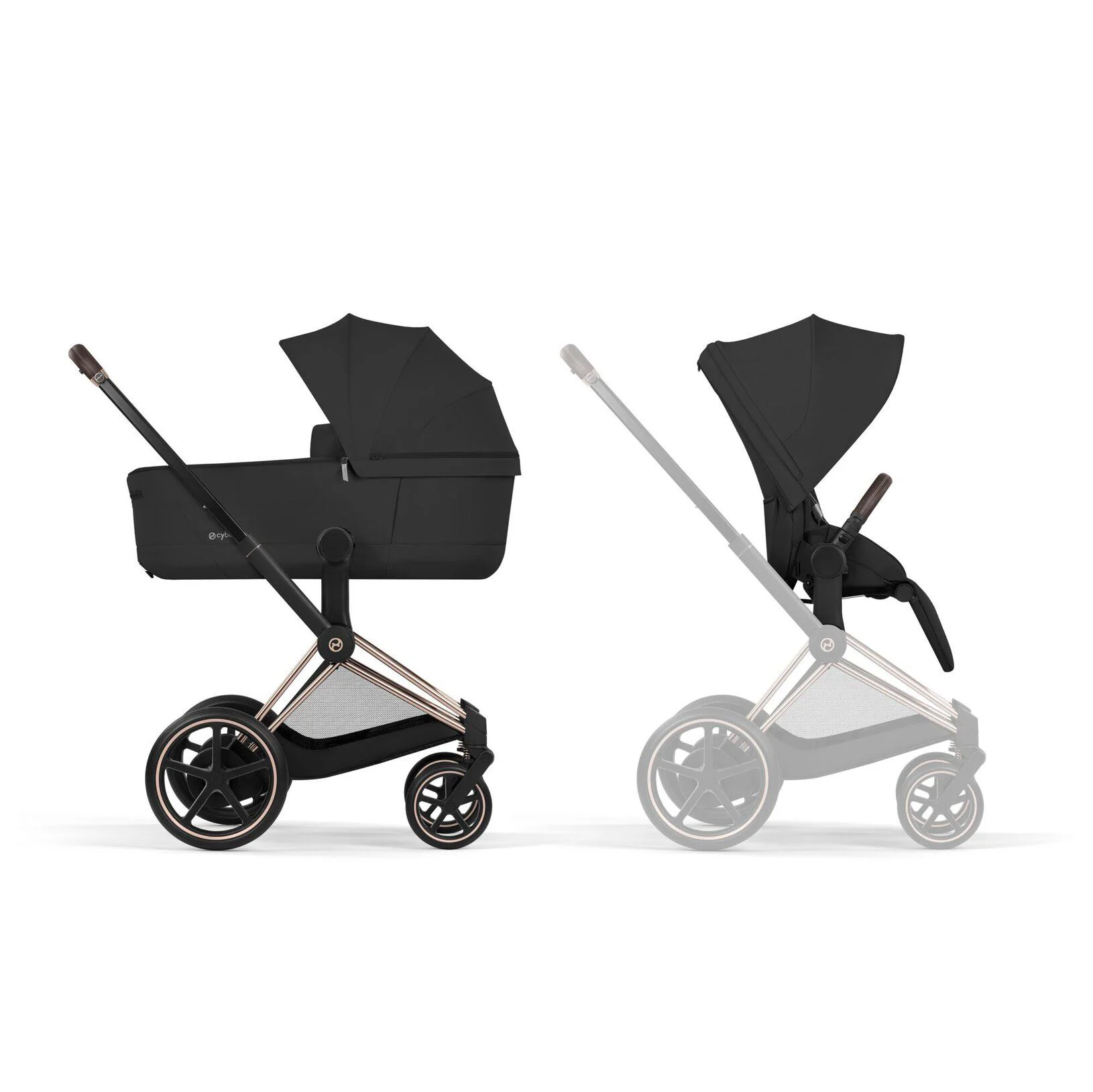 Коляска 2 в 1 Cybex e-Priam Rosegold Sepia Black 2026 foto