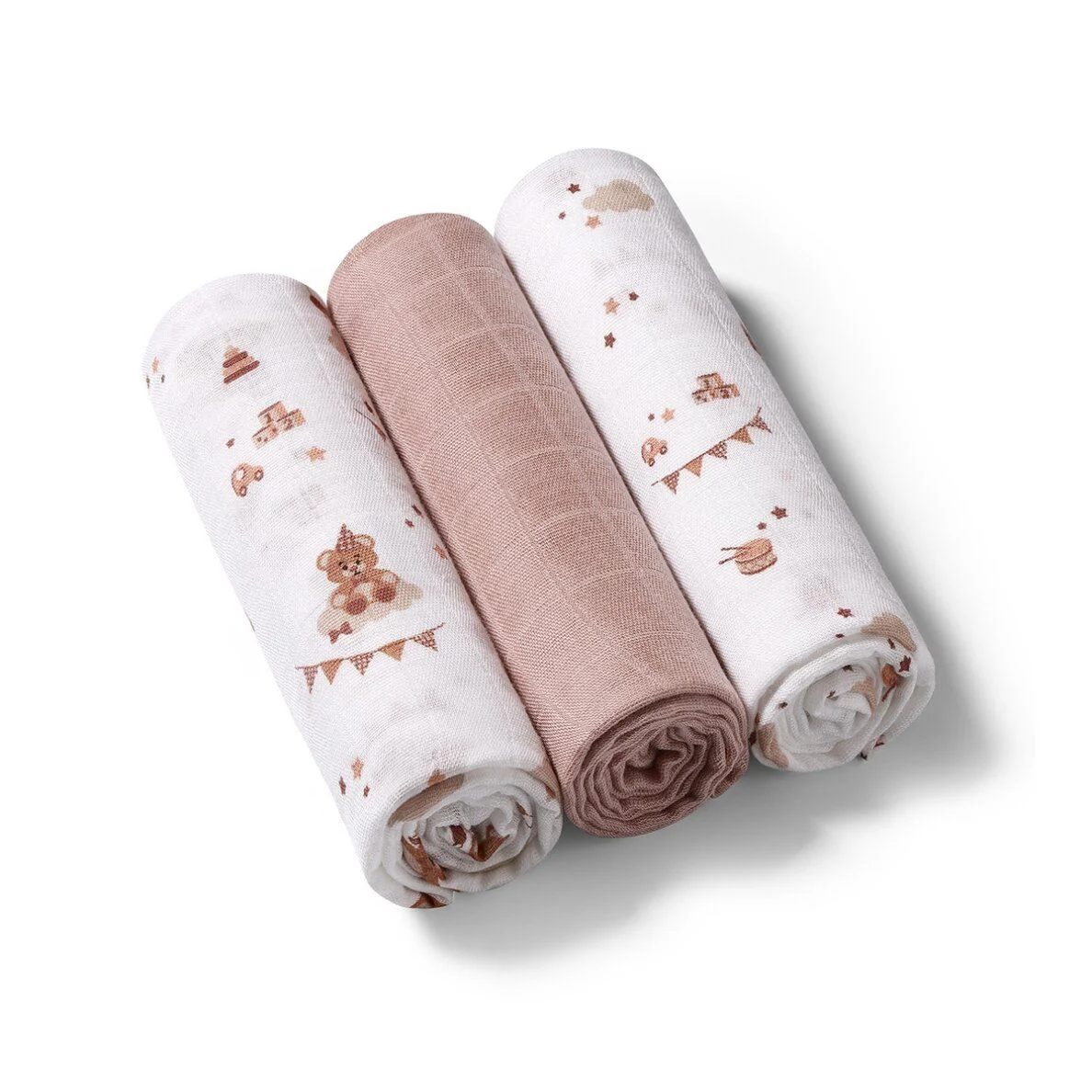 Супермягкие муслиновые пелёнки BabyOno Brown, 3 шт. foto