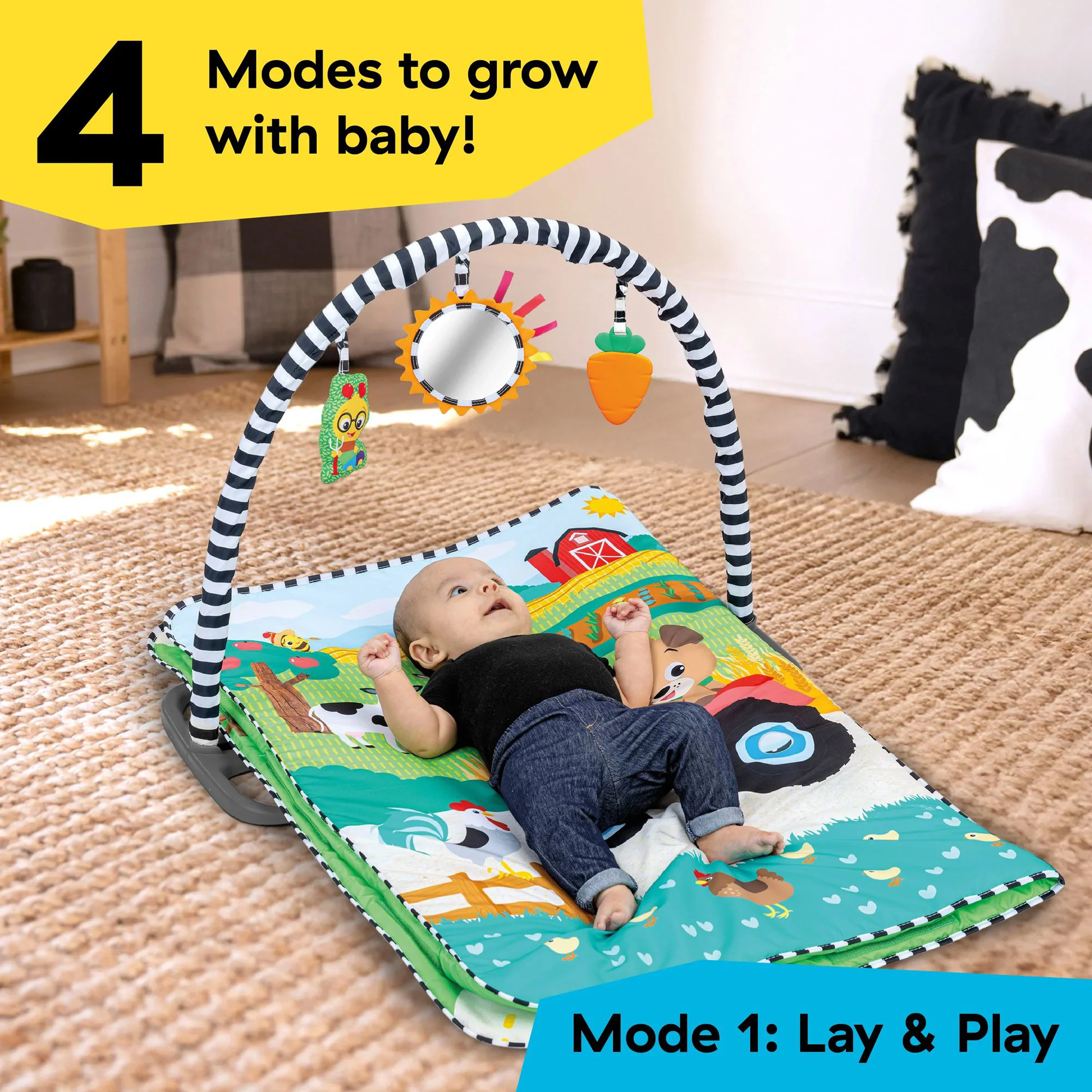 Salteluta de activitati 4 in 1 Baby Einstein Busy Barnyard foto