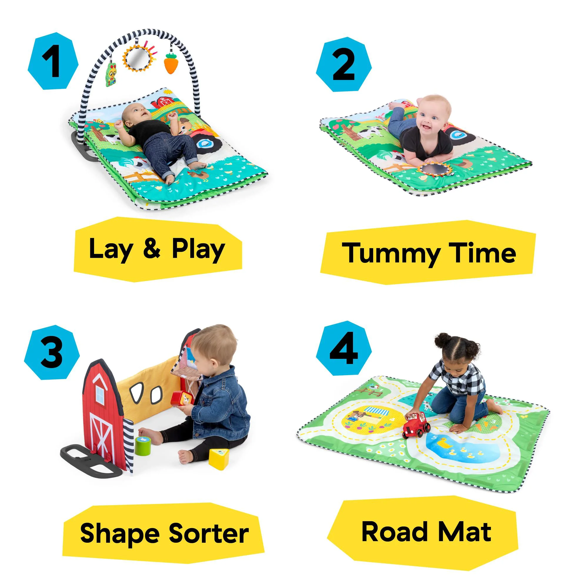 Salteluta de activitati 4 in 1 Baby Einstein Busy Barnyard foto