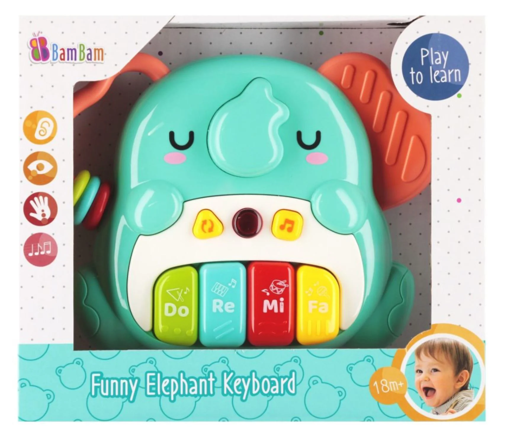 Jucarie interactiva BamBam Pian cu 4 clape, Elefant foto