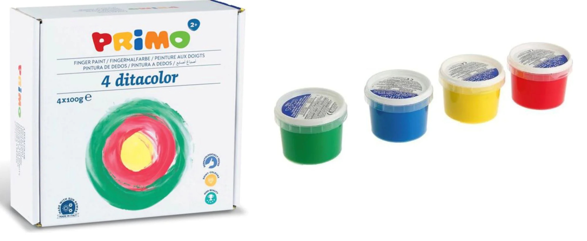 Vopsea pentru pictura cu degetele Primo, 4 culori, 100 g foto