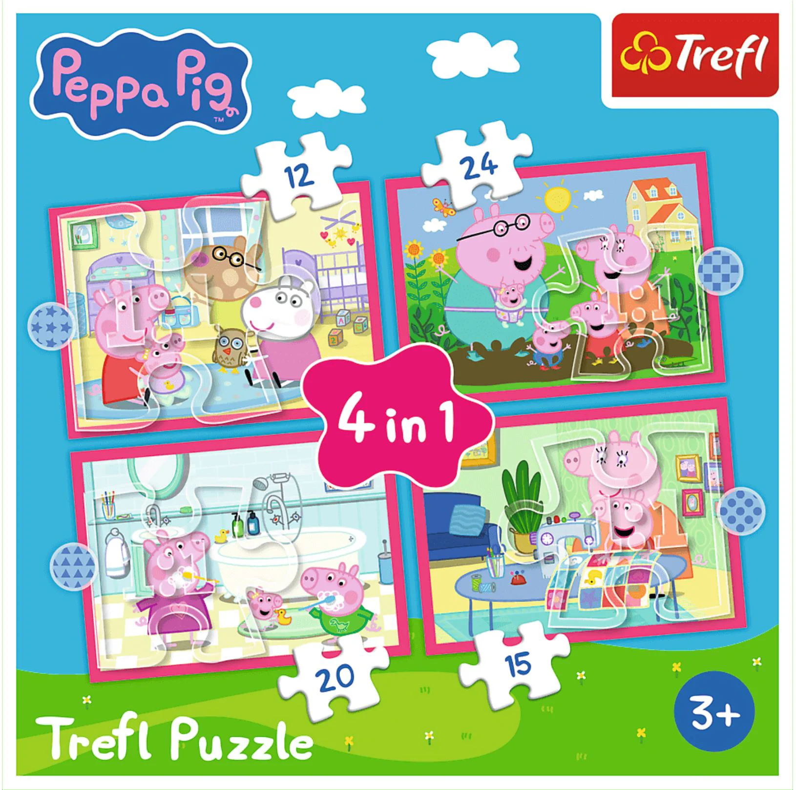 Puzzle 4 in 1 Trefl Purcelusa Peppa iubeste aventurile foto
