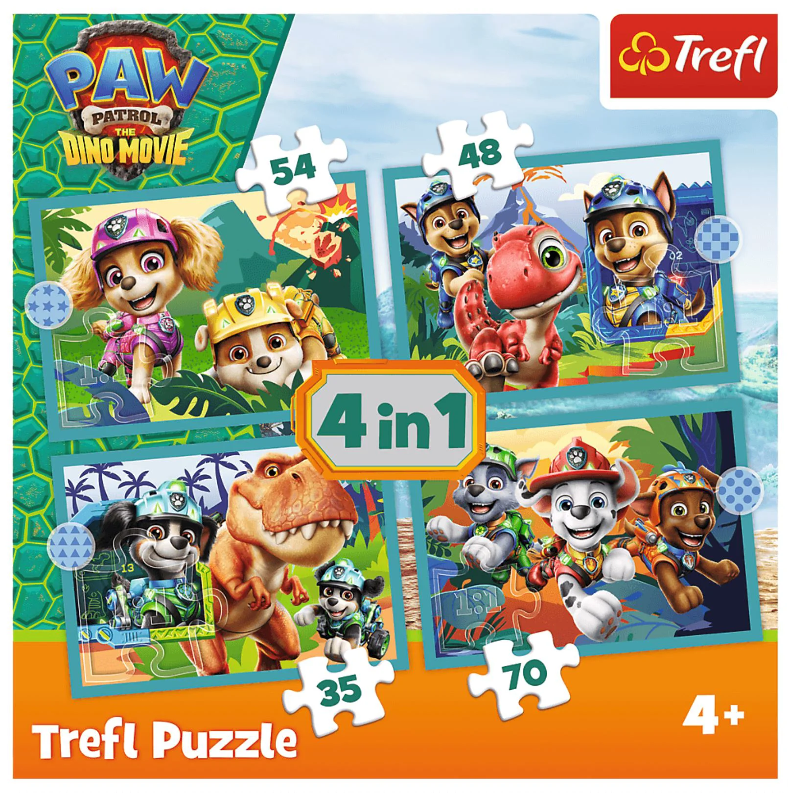 Puzzle 4 in 1 Trefl Paw Patrol Povesti de pe insula dinozaurilor foto