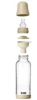 Set complet biberon fosforescent BIBS din sticla anticolici, tetina silicon cu flux mediu, 240 ml foto