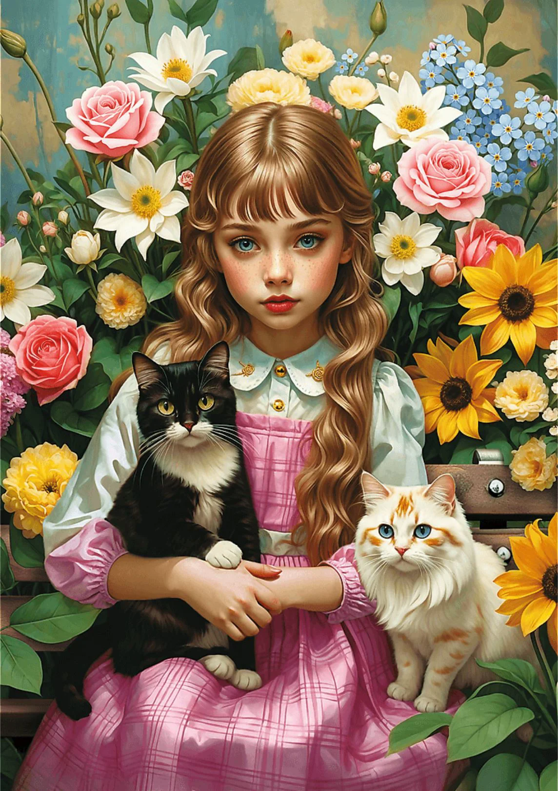 Puzzle Trefl Fata cu pisici, 1000 el. foto