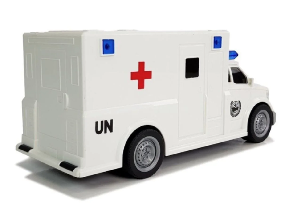 Ambulanta cu frictiune Wenyi cu lumini si sunete 1:20 foto