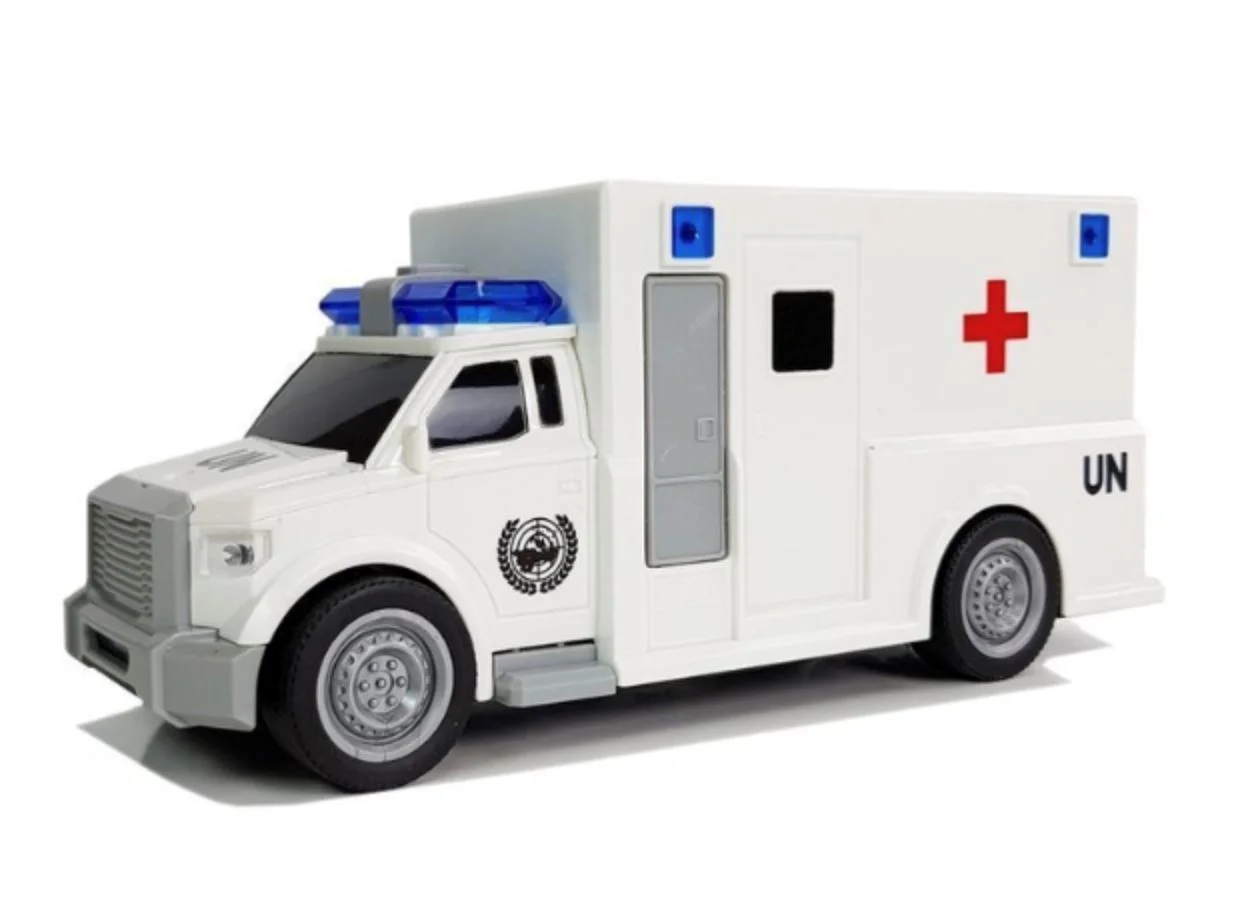 Ambulanta cu frictiune Wenyi cu lumini si sunete 1:20 foto