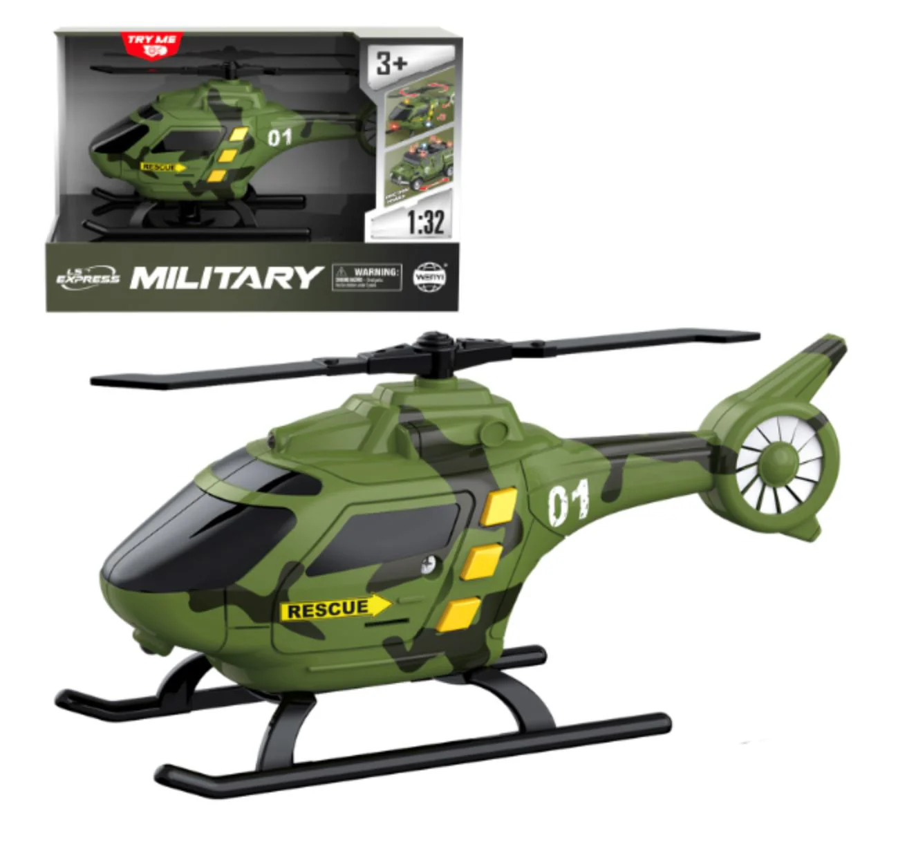 Elicopter militar de salvare Wenyi cu lumini si sunete 1:32 foto