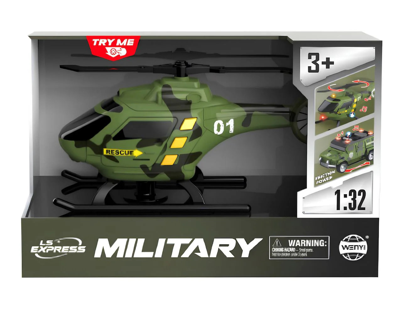 Elicopter militar de salvare Wenyi cu lumini si sunete 1:32 foto