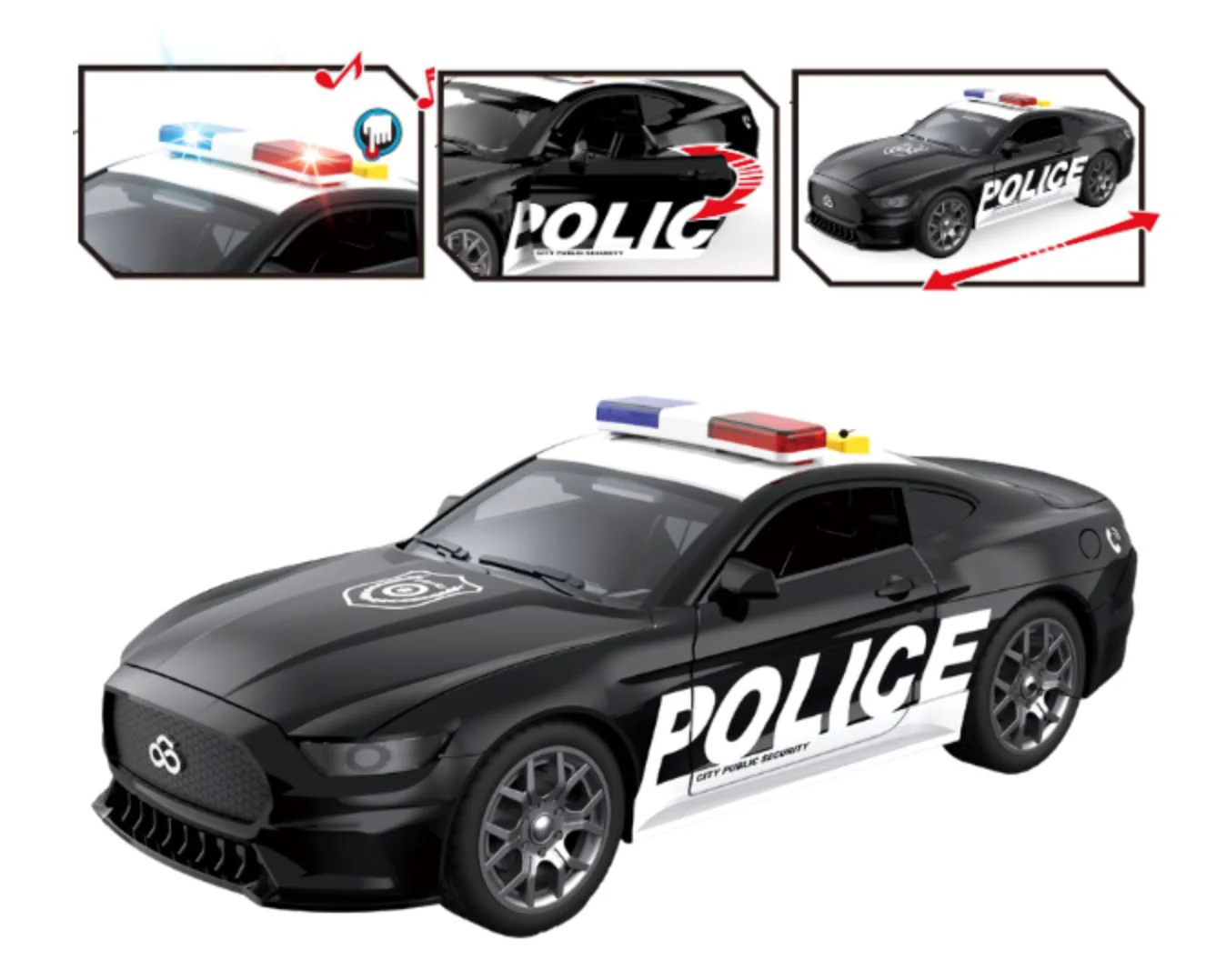 Masina de politie Wenyi cu lumina si sunet 1:18 foto