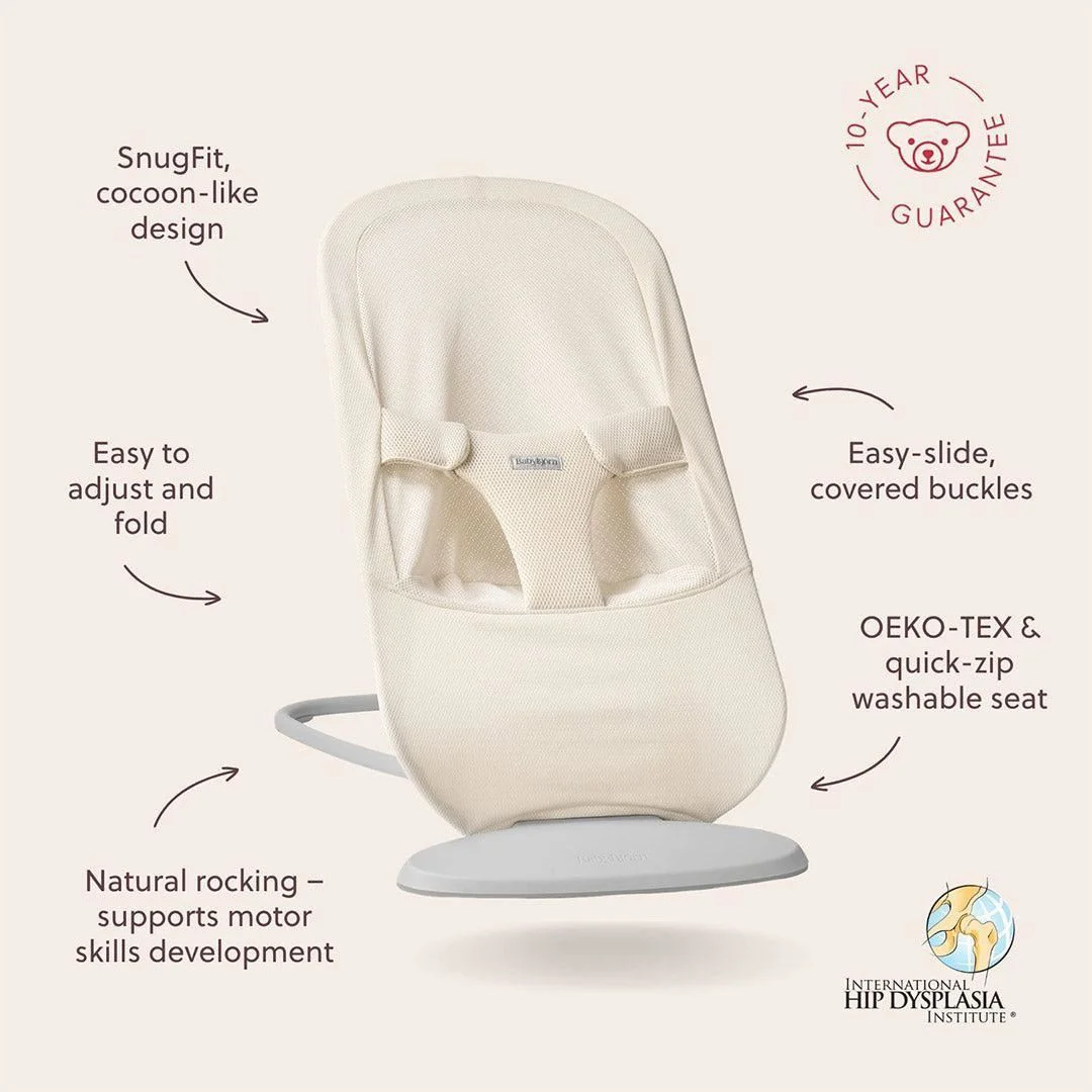 Кресло-шезлонг BabyBjorn Begin Airy Mesh Cream foto