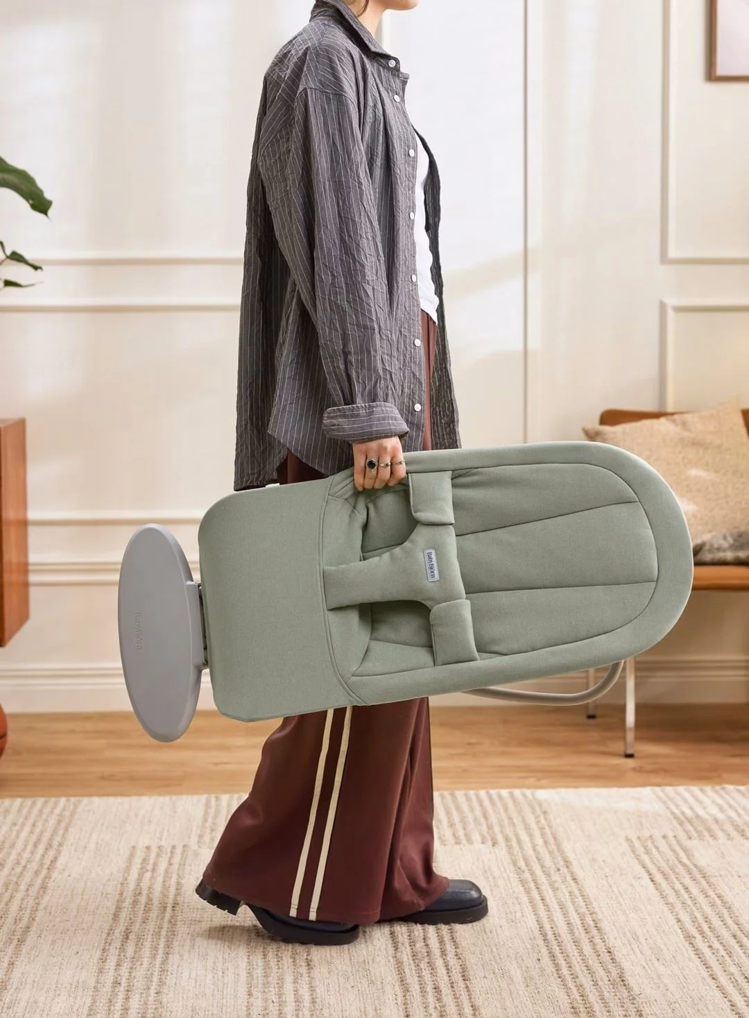 Кресло-шезлонг BabyBjorn Begin Woven Light Green foto