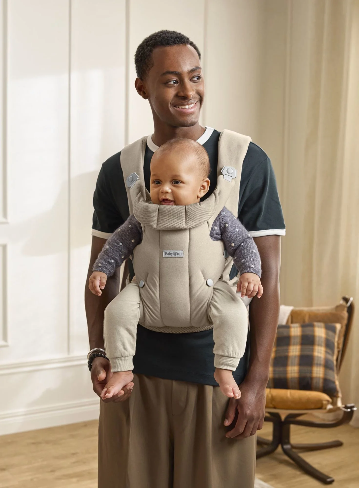 Рюкзак-кенгуру BabyBjorn Hold Woven Sand Gray foto