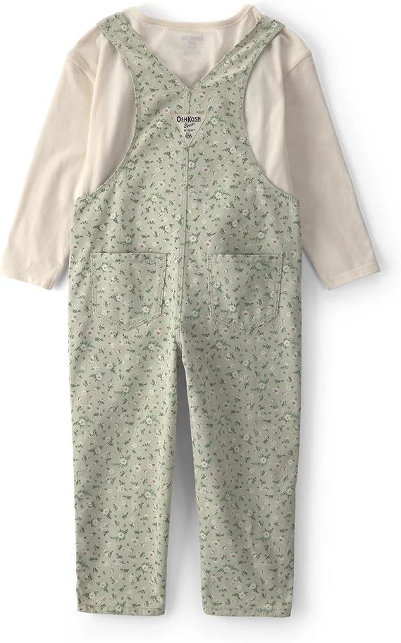 OshKosh Set 2 piese Tiny Flowers - bluza cu maneca lunga si salopeta foto