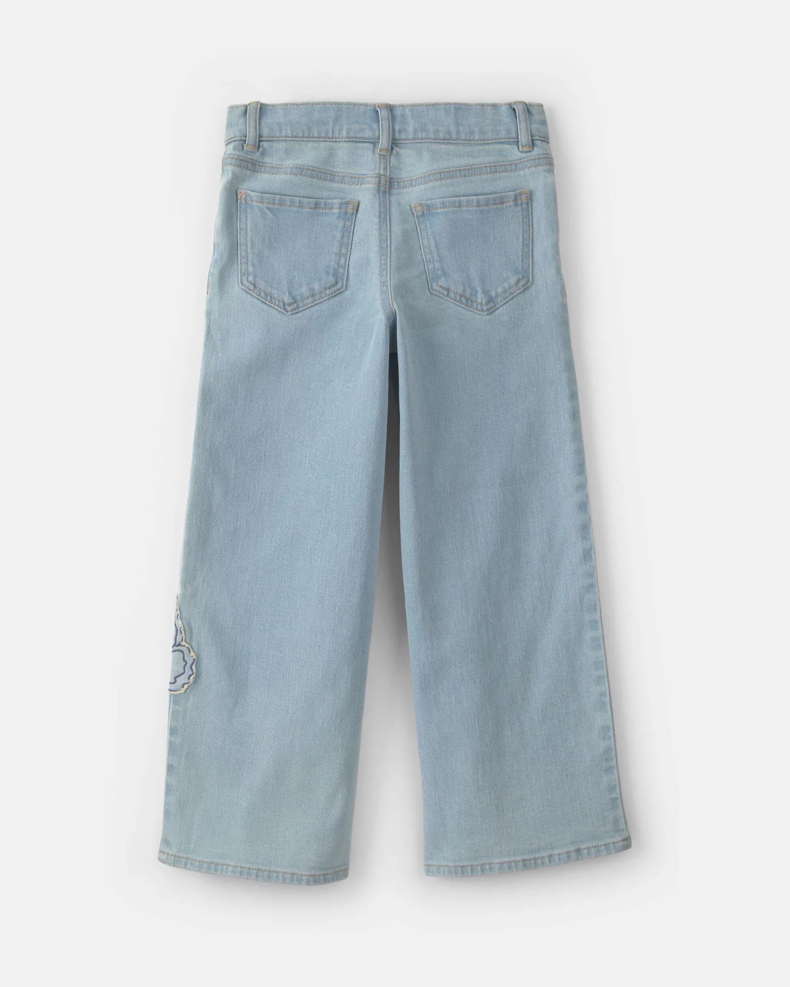 OshKosh Blugi largi scurtati cu broderie fluturas Light Wash foto