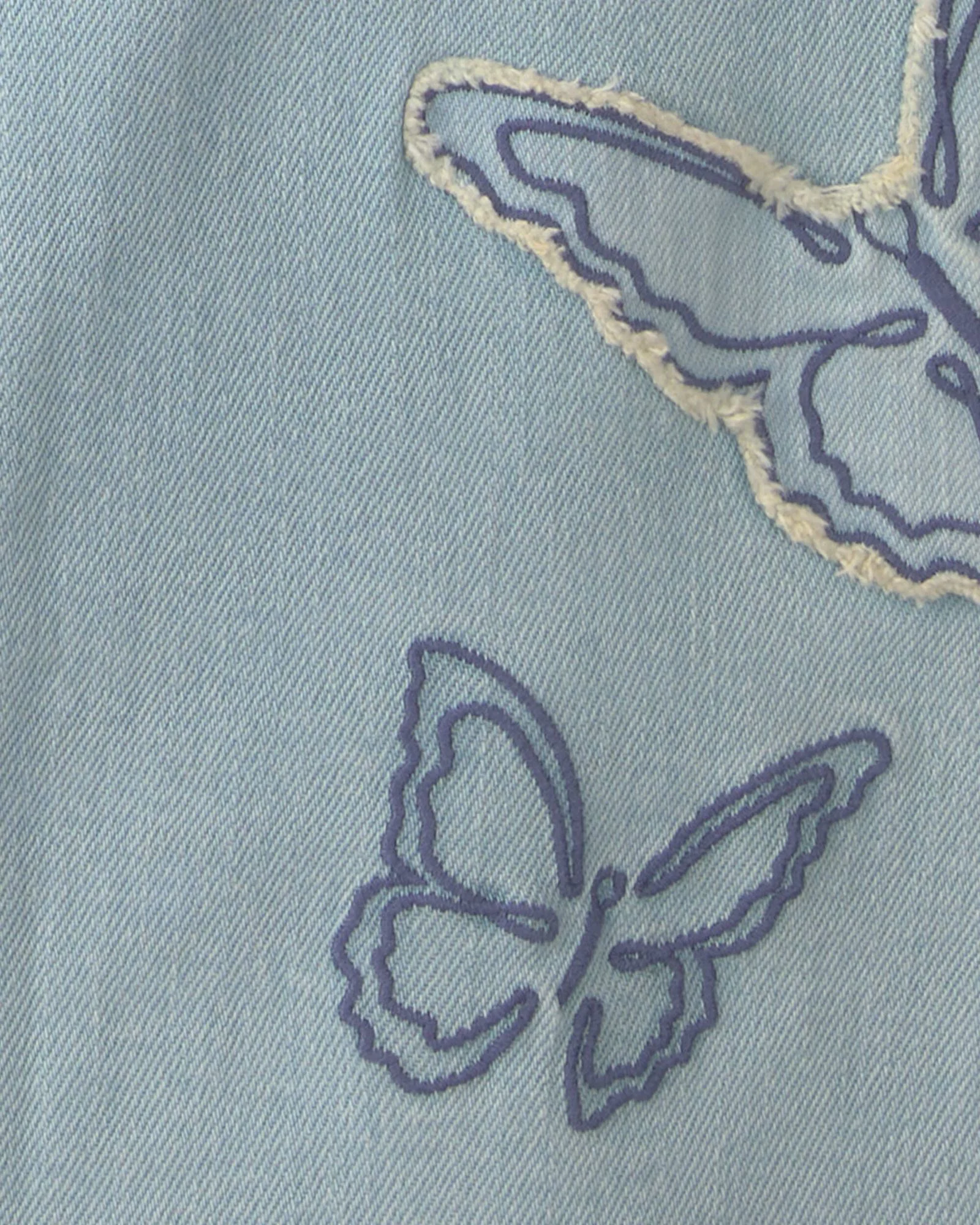OshKosh Blugi largi scurtati cu broderie fluturas Light Wash foto