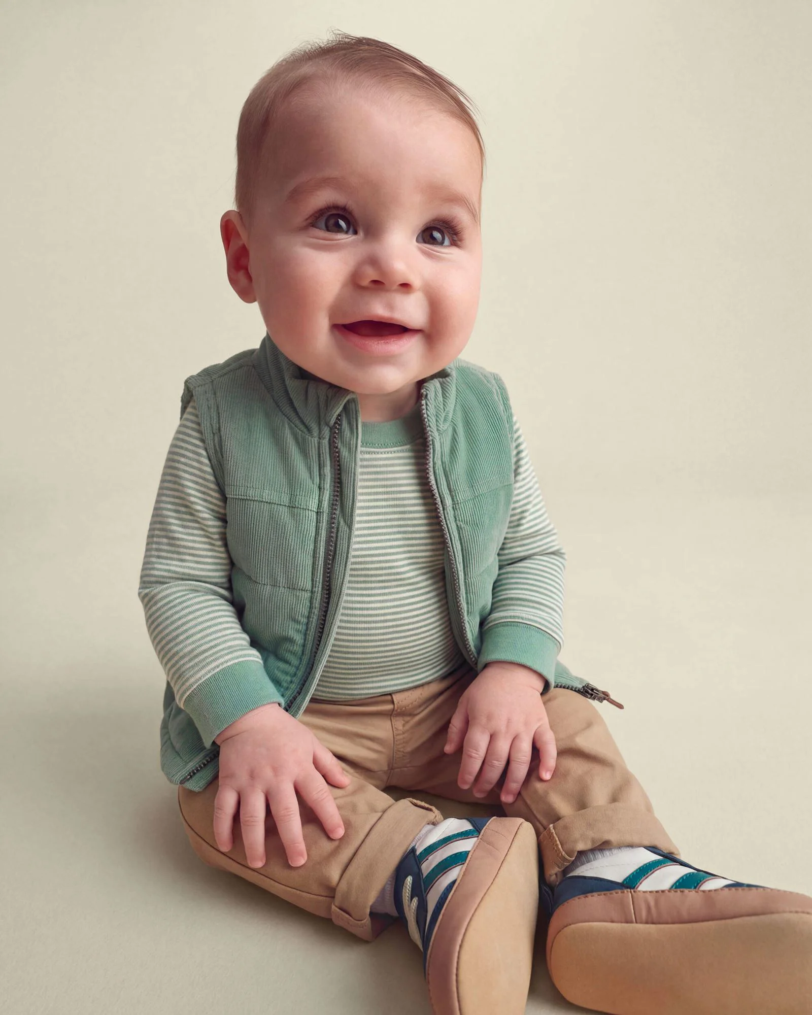 Carter's Set 3 piese Green - vesta fara maneci, body si pantaloni foto