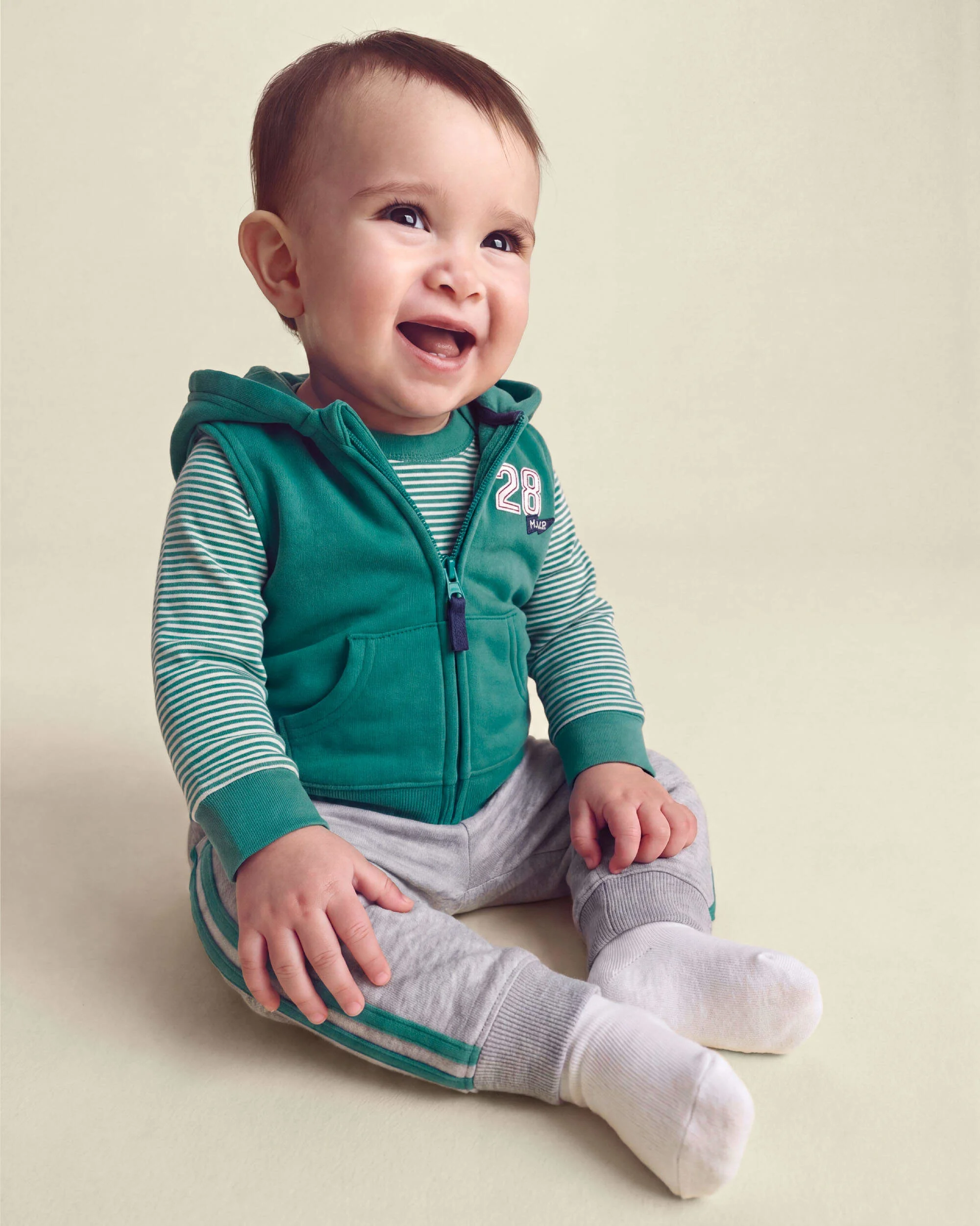 Carter's Set 3 piese Varsity - vesta fara maneci cu gluga, body si pantaloni foto