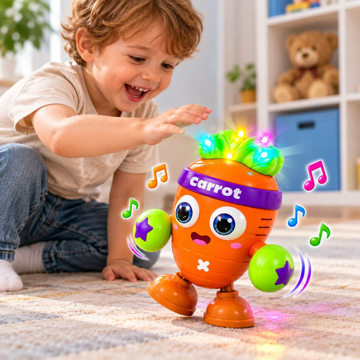 Jucarie interactiva New World Morcov dansator cu lumini si muzica foto
