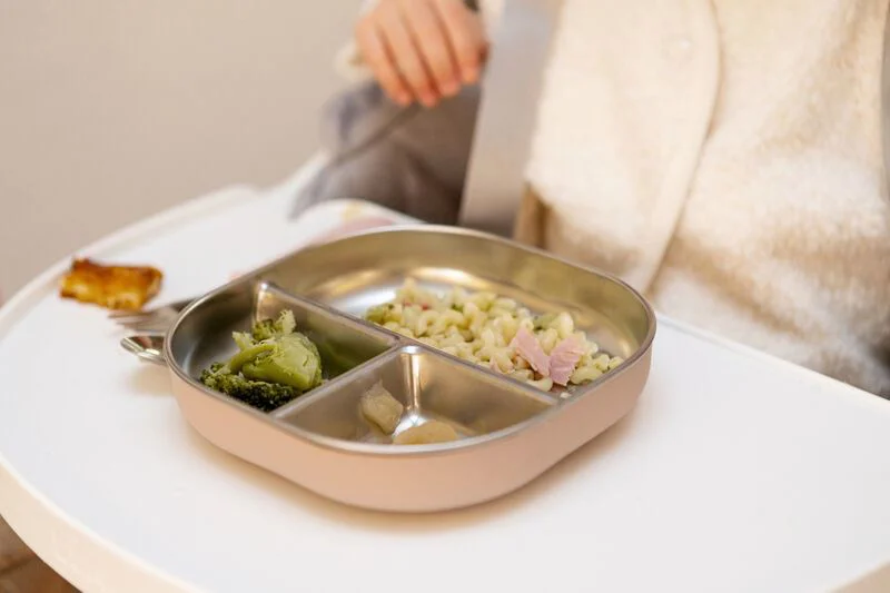 Farfurie cu 3 compartimente din inox Beaba Misty Green foto