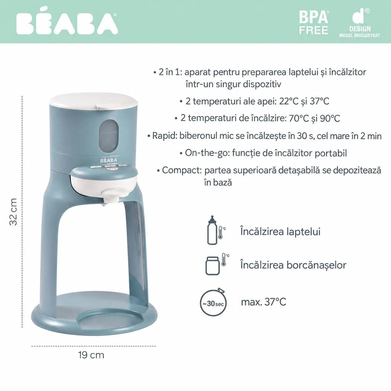Incalzitor pentru biberone Beaba Bib Expresso Baltic Blue foto