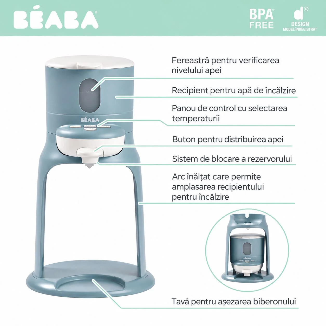 Incalzitor pentru biberone Beaba Bib Expresso Baltic Blue foto