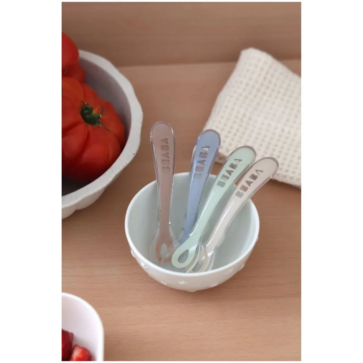 Set 4 lingurite ergonomice din silicon Beaba Natural (8+ luni) foto