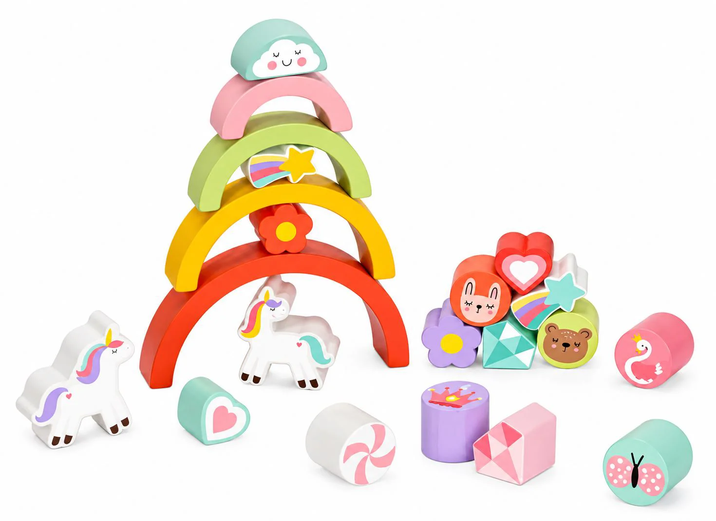 Деревянная игрушка Tooky Toy Единорог, 21 эл. foto