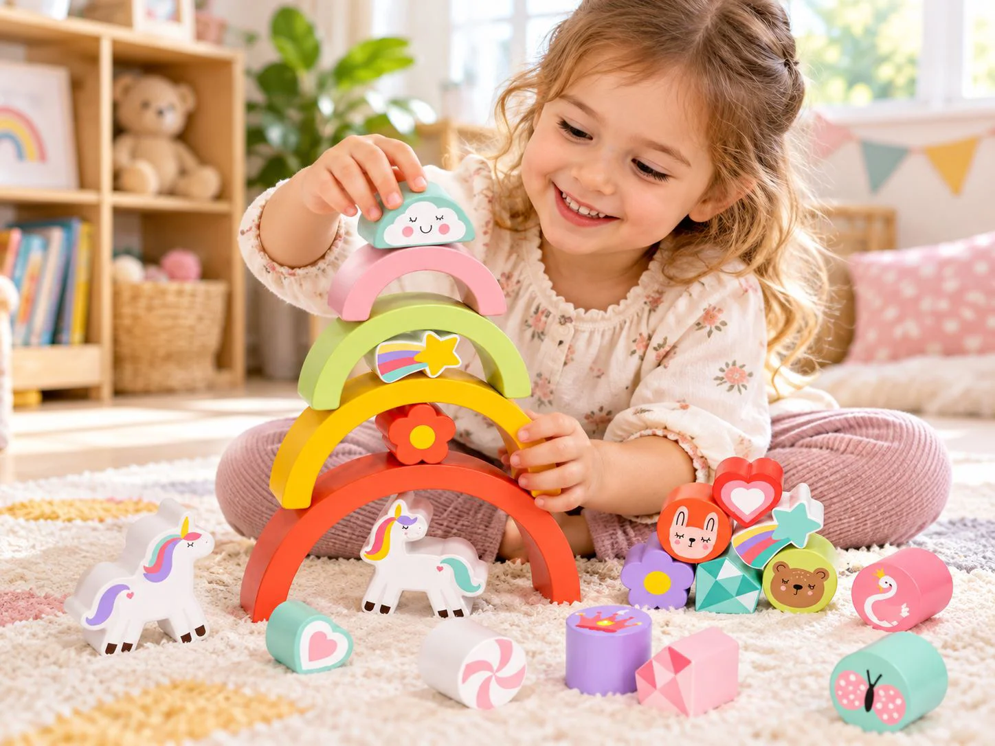 Деревянная игрушка Tooky Toy Единорог, 21 эл. foto