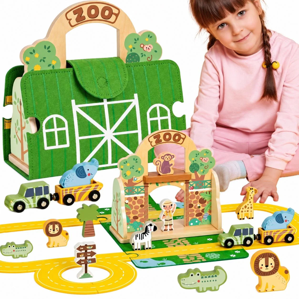 Set de joaca din lemn Tooky Toy Gradina zoologica foto