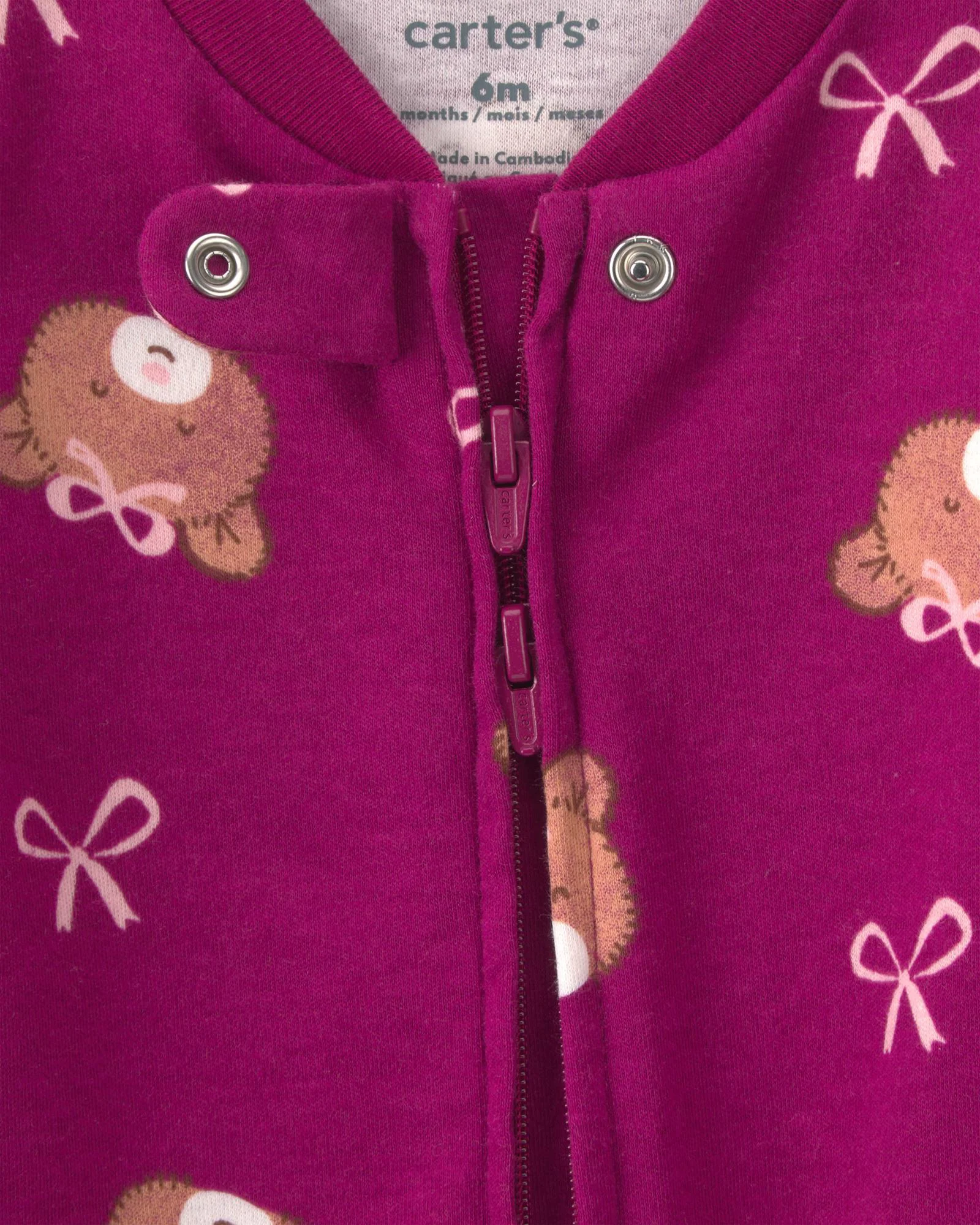 Carter's Pijama cu talpa din bumbac Teddy Bows foto