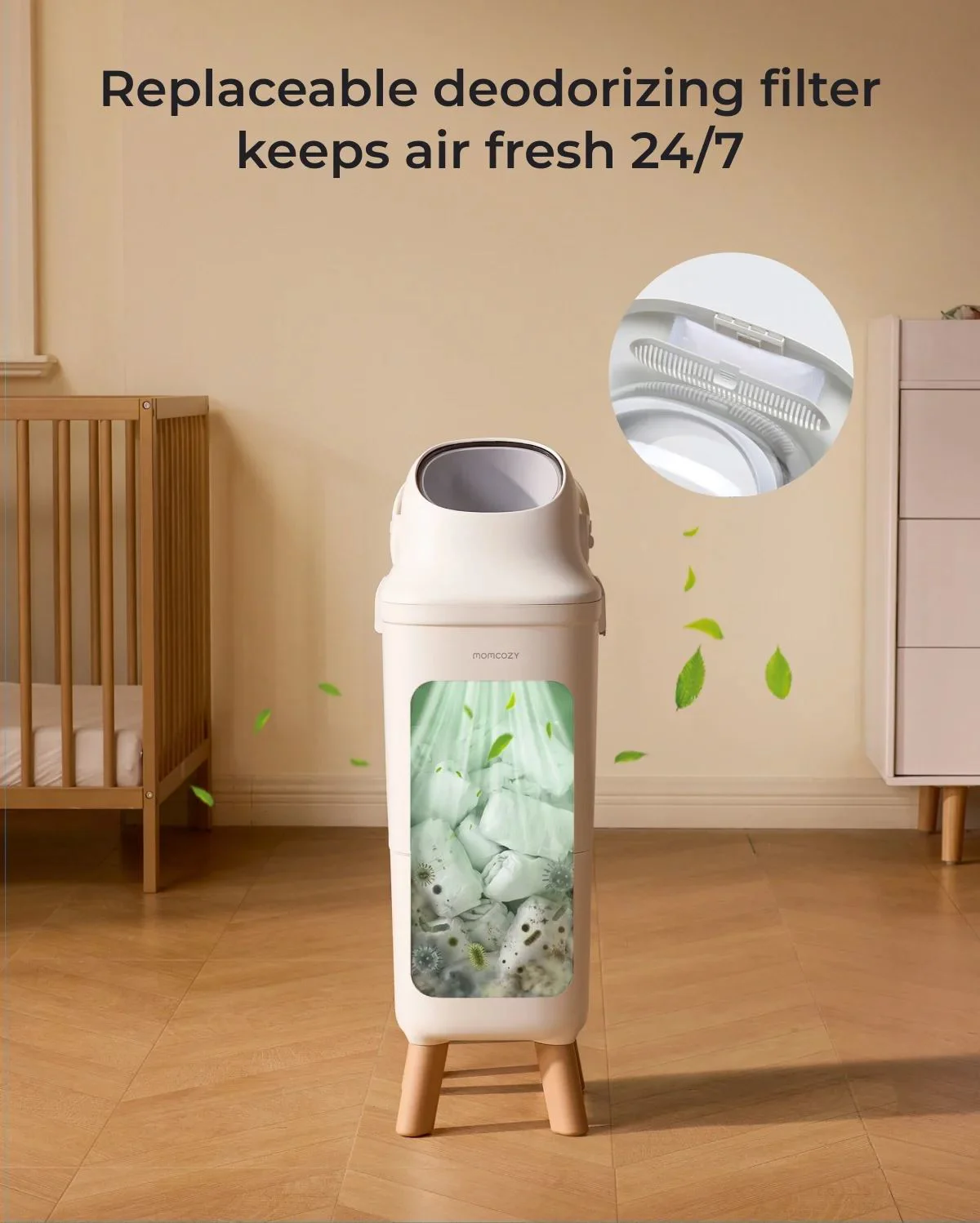 Cos pentru scutece folosite Momcozy cu etansare tripla foto