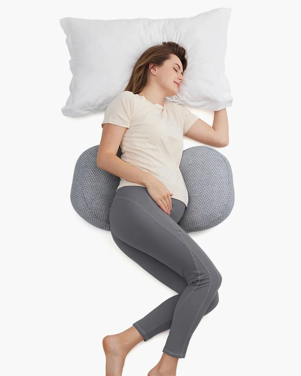 Perna pentru gravide in forma de W Momcozy Grey foto