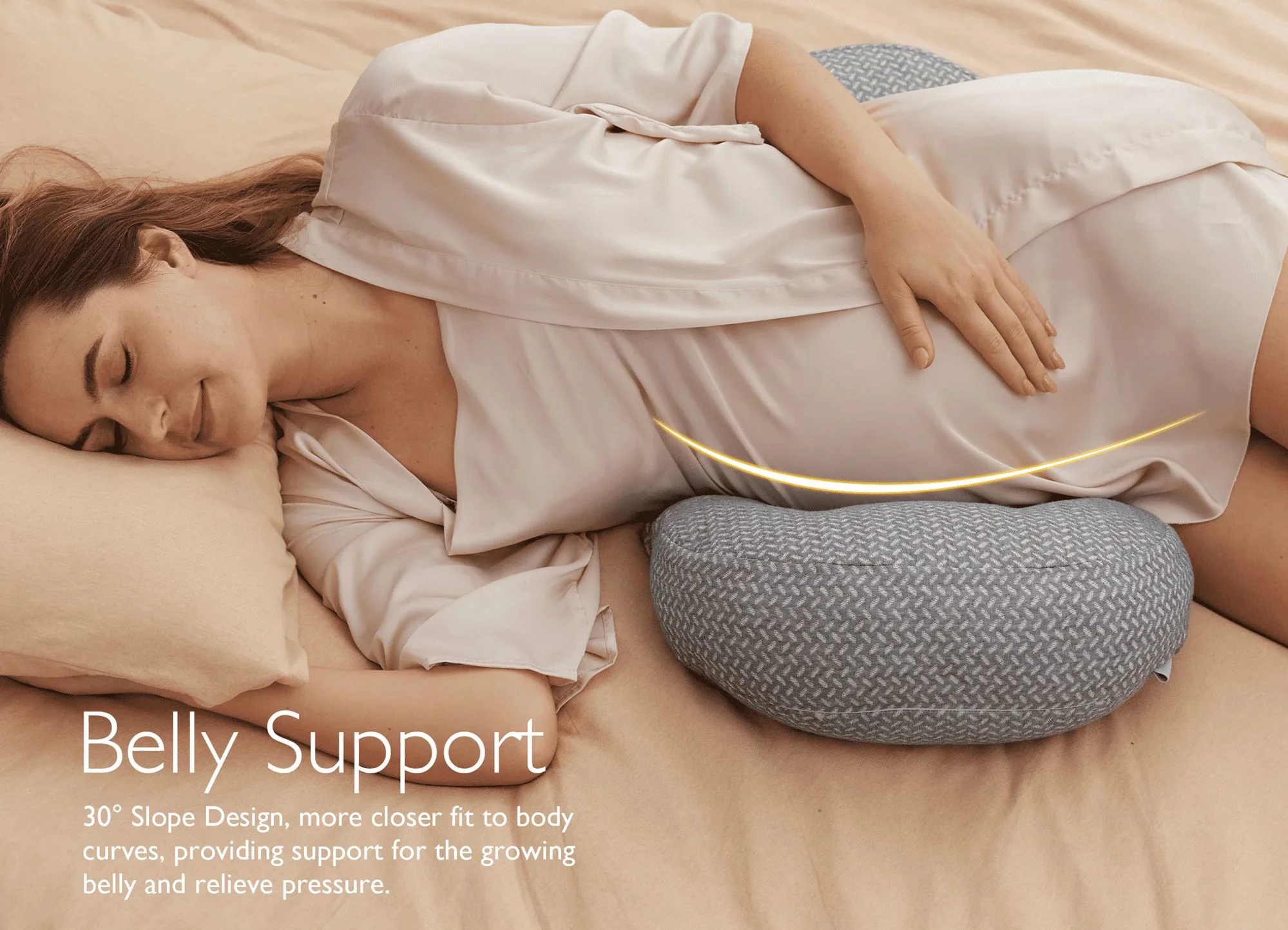 Perna pentru gravide in forma de W Momcozy Grey foto