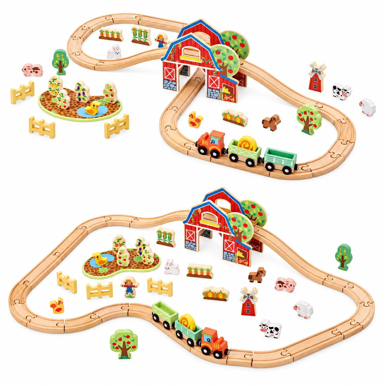 Set de joaca din lemn Tooky Toy Trenul de la ferma foto
