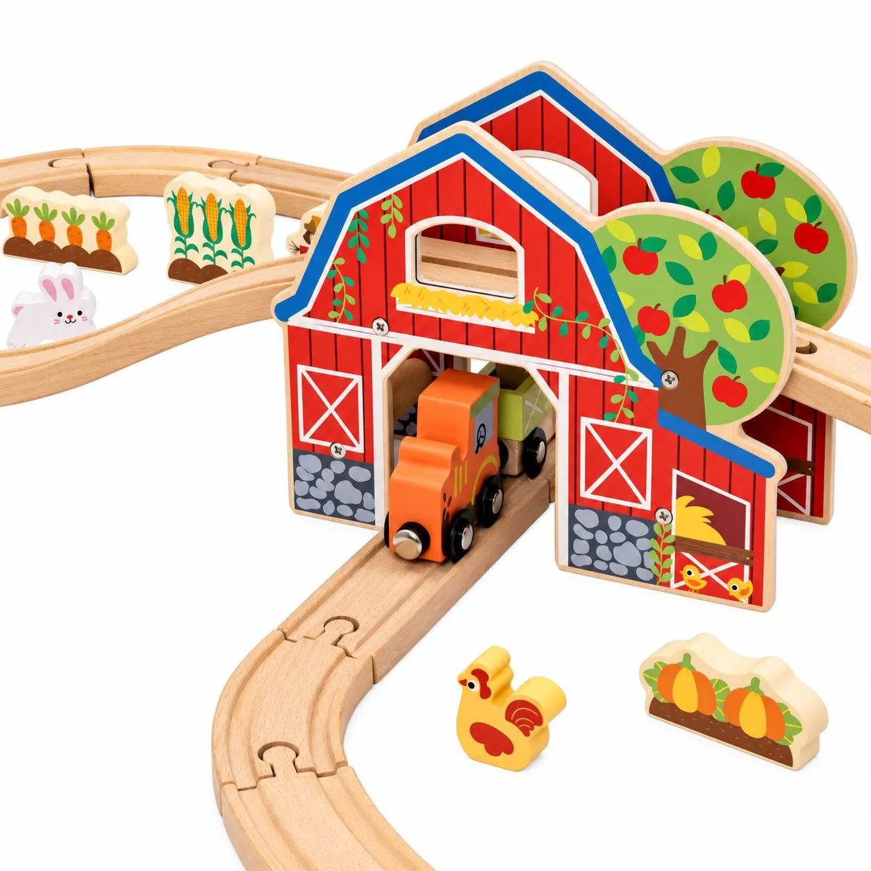 Set de joaca din lemn Tooky Toy Trenul de la ferma foto