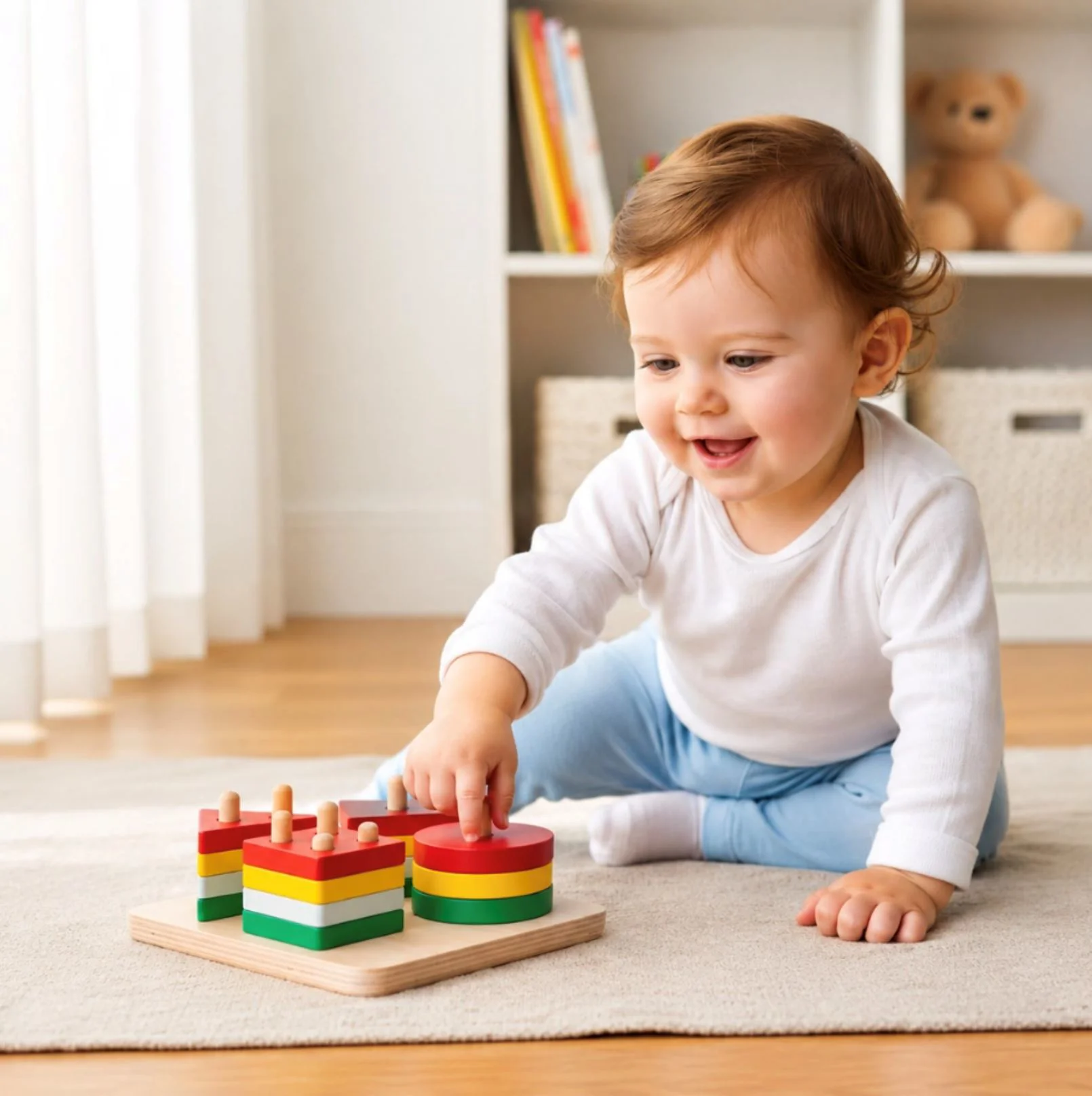 Sorter din lemn Tooky Toy Blocuri geometrice foto