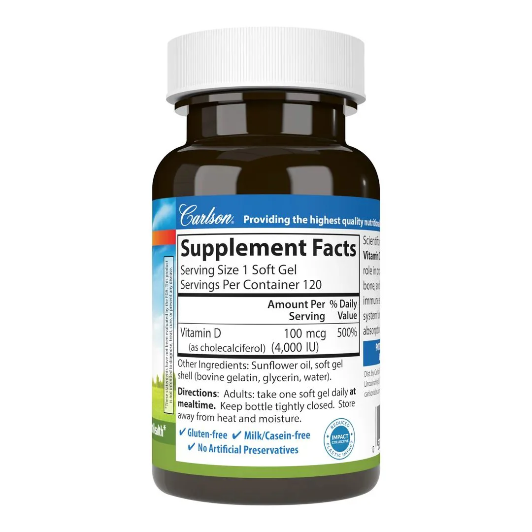 Supliment alimentar Carson Lab Vitamin D3 4000 IU, 120 capsule foto